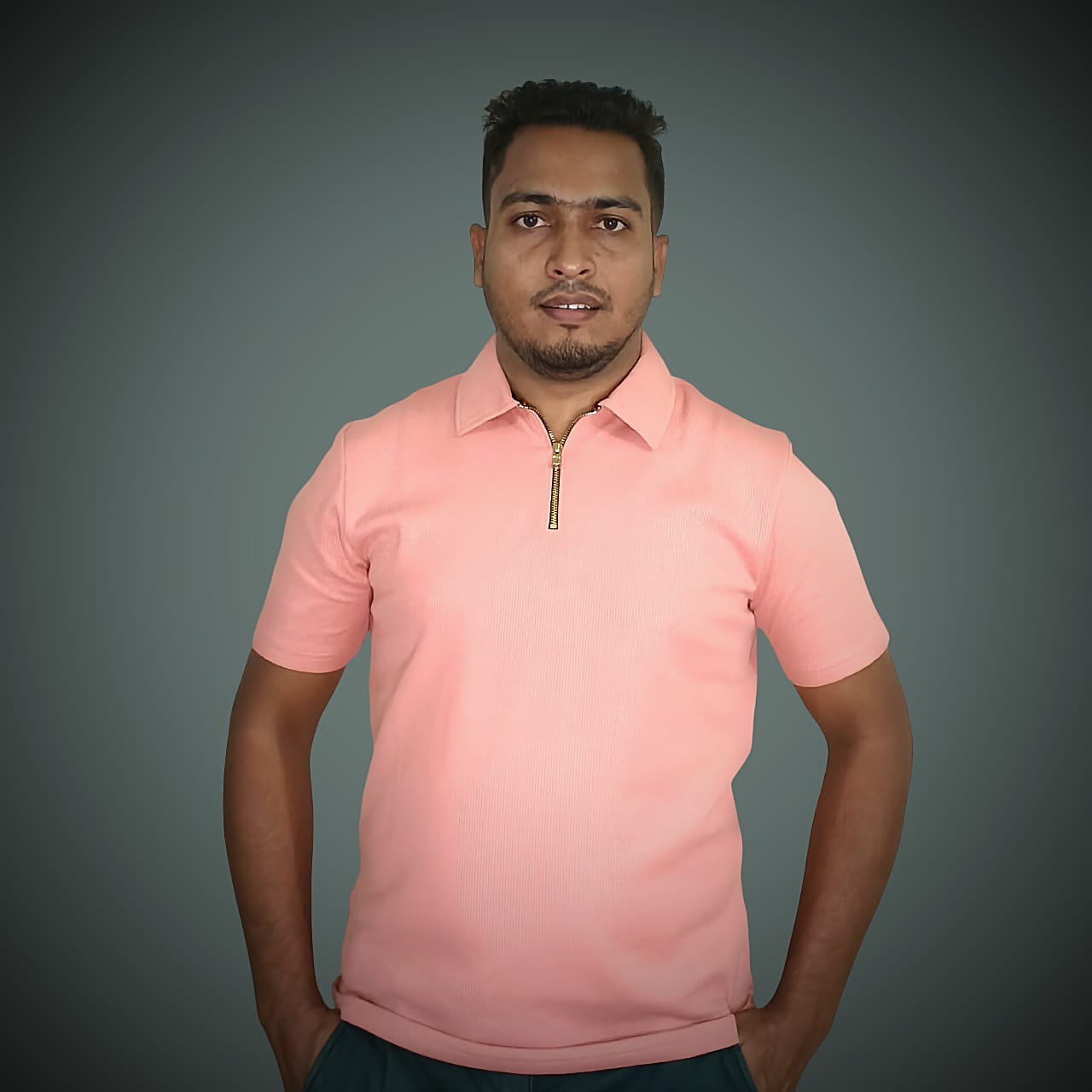 Men’s Solid Zipper Polo Shirt – Premium Fit by Gantle Wear - Image 3