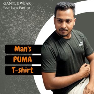 Man wearing olive green Original Puma T-Shirt casual fashion Bangladesh.