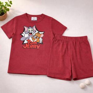 kids t-shirt set-Maroon-red