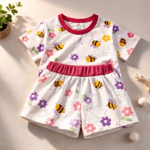 kids t-shirt set-White Floral