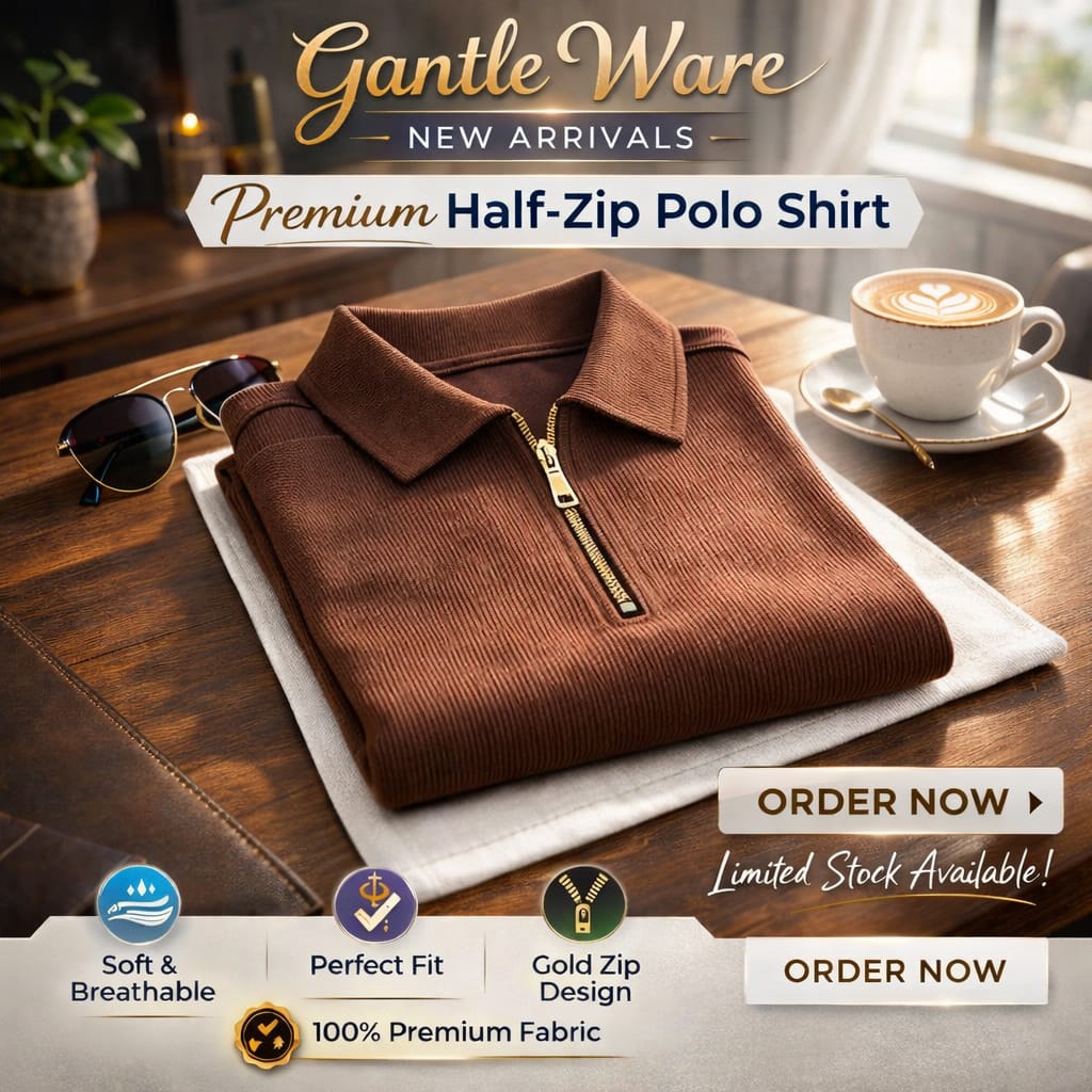 Man's Zipper Polo Shirt. - Image 2